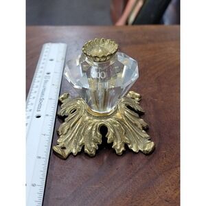 Vintage Glass Brass Dummy Door Knob Or Curtain Tie Back ? Hollywood Regency